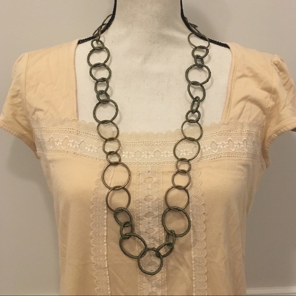 🌾Long Green & Bronze Hoop Necklace🌾 - Picture 3 of 6